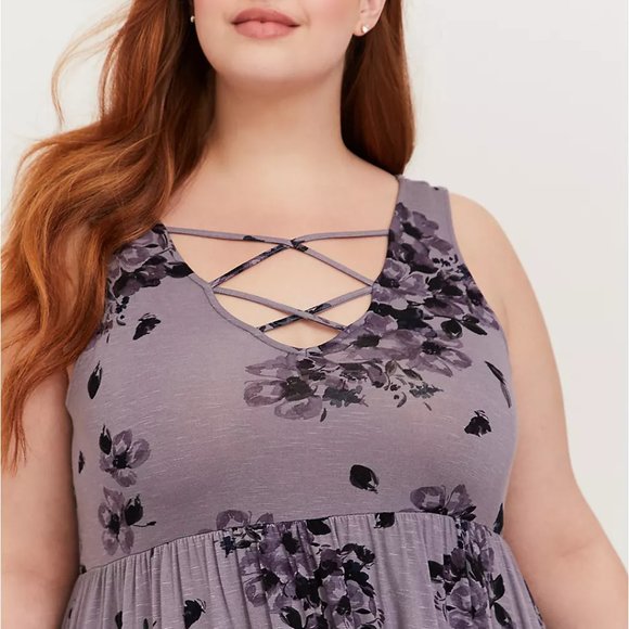Torrid 1X 4X 5X Tank Top Strappy Babydoll Floral - Picture 5 of 5